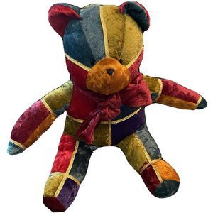 Pier 1 Imports Holiday Teddy Bear Plush Jewel Tone Velour Stuffed Animal
